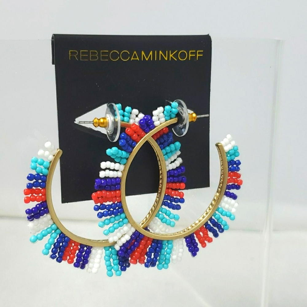Rebecca minkoff multi color beaded hoop earrings
